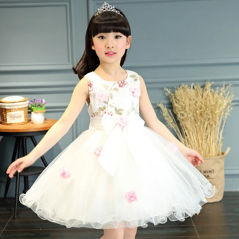 2009 Summer Girl Dresses Dance Skirt New Kid Sleeveless Princess Yarn Lace Flower Skirt