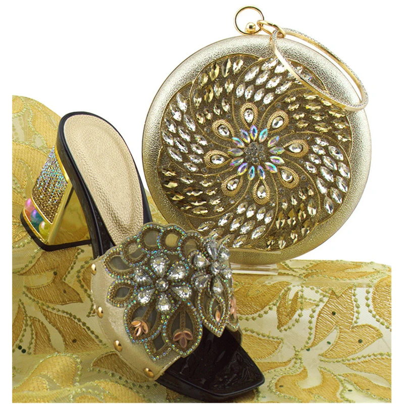 Новейший дизайн; итальянский дизайнерский комплект из туфель и сумочки; украшенный стразами; африканские женские туфли и сумочка; обувь