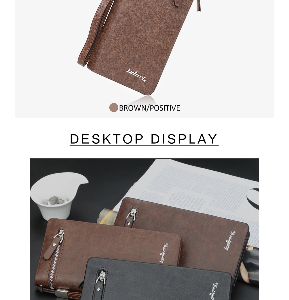 business Long wallet for Men Large Leather Male Wallets Three Layers Men purse Card Holder Money Bag Zipper Men Clutch Wallet