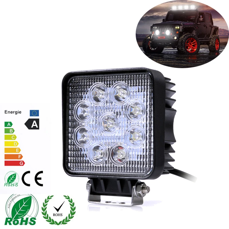 1ピース2700 lmミニ27ワット9 × 3ワット車のledライトバーとして正方形ワークライト洪水ライトスポットライト用ボート狩猟釣
