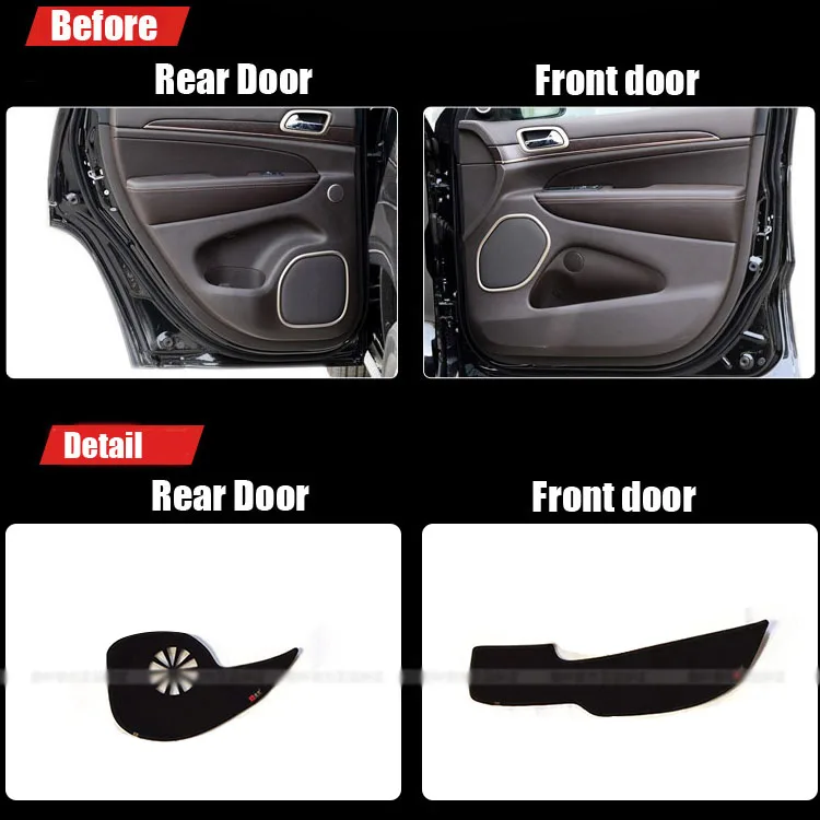 

4pcs Fabric Door Protection Mats Anti-kick Decorative Pads For Jeep Grand Cherokee 2011-2015