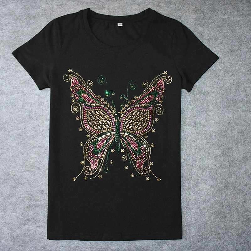 

Woman t-shirt For Promotion White Blank Cotton t-shirts Pebble Prints Butterfly Fashion t-shirt New Summer Vintage Fit t-shirts