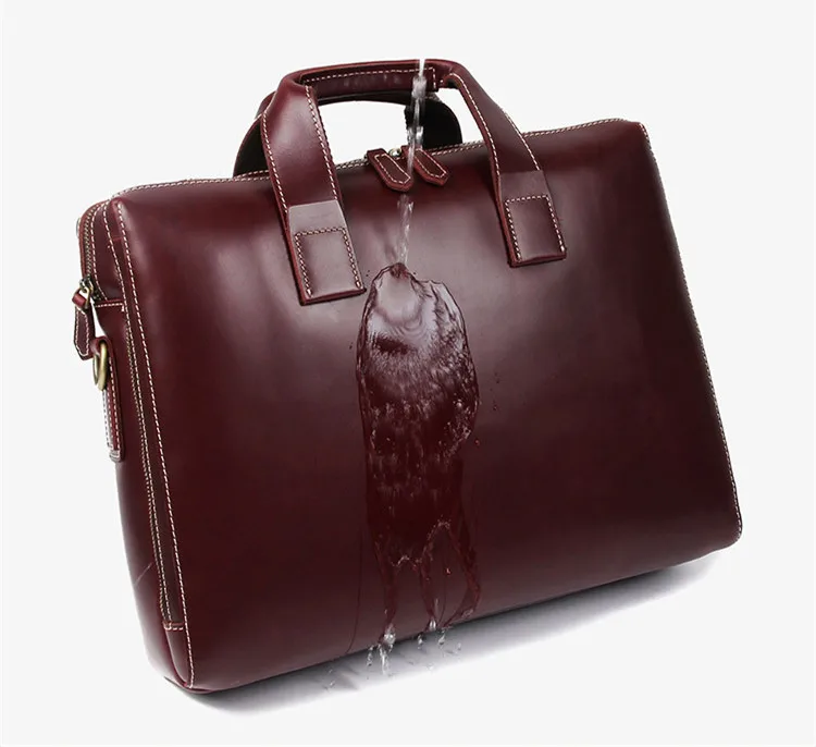 Новый деловой мужской портфель 15 дюймов Компьютерная сумка первый слой кожаные мужские сумки большой емкости сумки на плечо портфели для