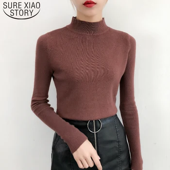 

2019 Winter Knitted Turtleneck Sweater Solid Women Clothing Sweater Fashion Women Pullover Sueter Mujer Invierno 5047 50