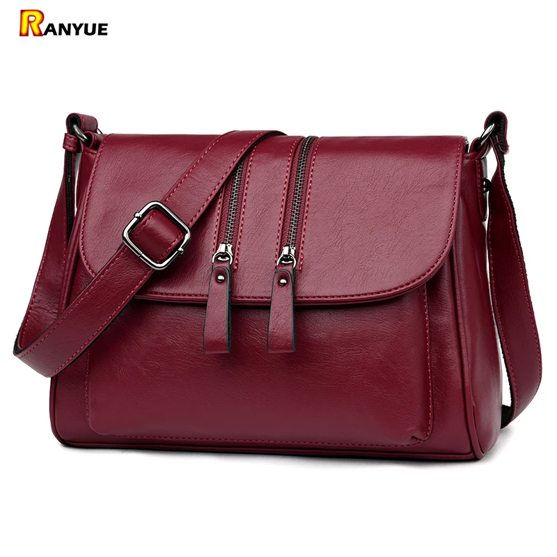 Double Zipper Shoulder Crossbody Bags For Women Luxury Designer Handbags High Quality Pu Leather