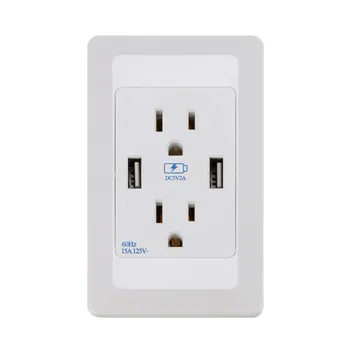 

US plug USB Port Outlet Plate Panel Dock Station Wall Charger Socket Power Adapter-white