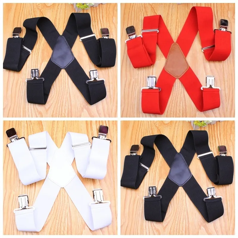Free-Shipping-2015-New-Fashion-Mens-50mm-Wide-Adjustable-Four-Clip-on-Black-White-Red-Plain