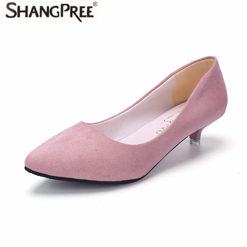 

SHANGPREE New Women High heels Pointed Toe Pumps Leather Dress Shoes High Heels 3cm Boat Shoes Wedding Sexy shoes zapatos mujer