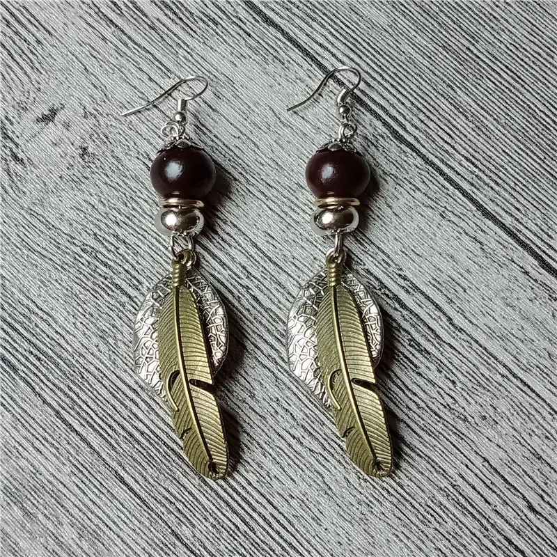 

New Metal Leaf Feathers in Autumn and Winter Earrings For Women Vintage Statement Drop Dangle Earring Fashion Party Jewelry