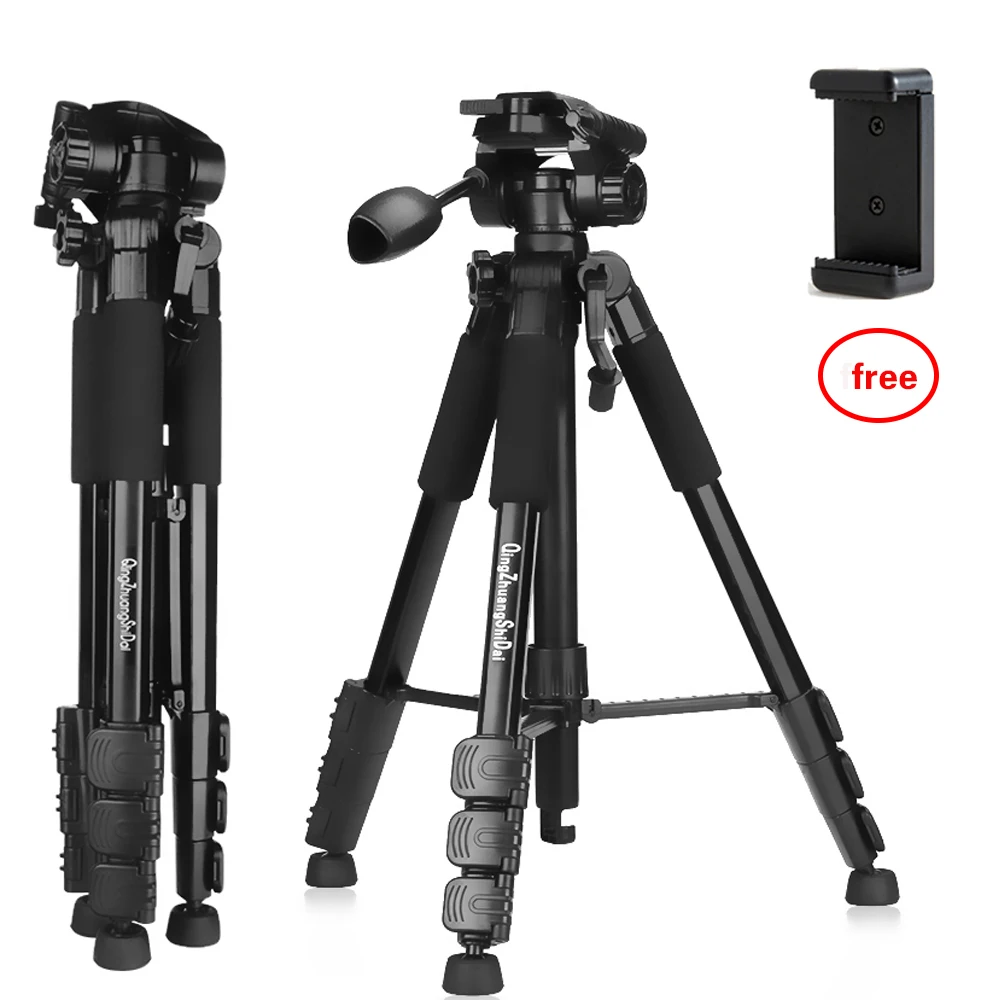 

2018 Hot Common-Electronics QingZhuang Q111 57" Compact Camera Lightweight Travel Tripod Digital Camera Tripod with Handle Head