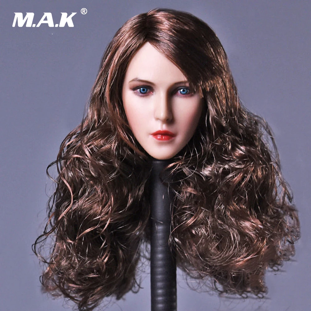 

1/6 Scale European Woman Head Sculpt with Brown Curly Long Hair for 12 Inches Action Figures Bodies Collections Figure Accessori