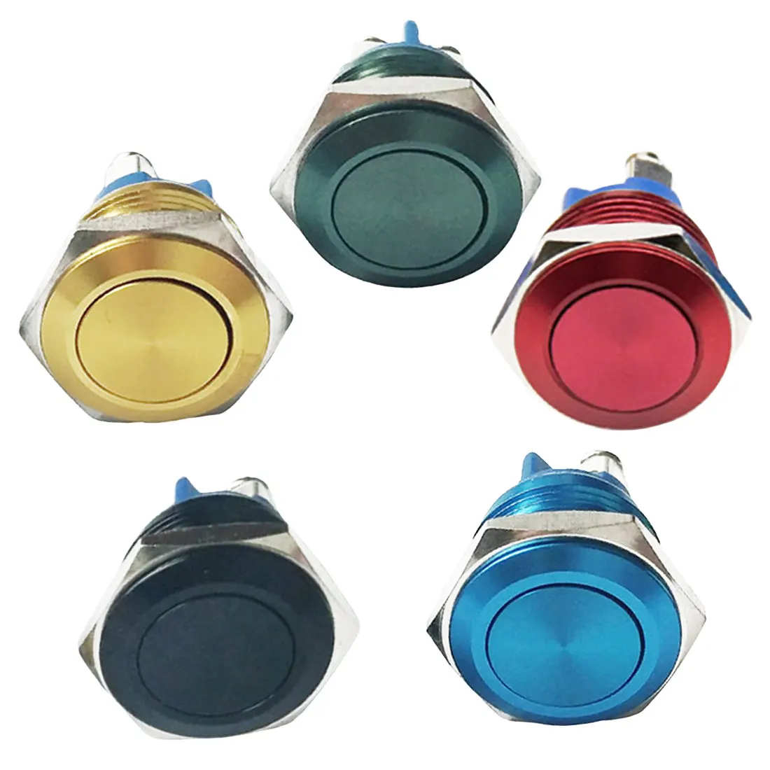 

16mm Metal Annular Push Button Switch Self Reset Momentary Latching Waterproof Car Auto Engine 220 V