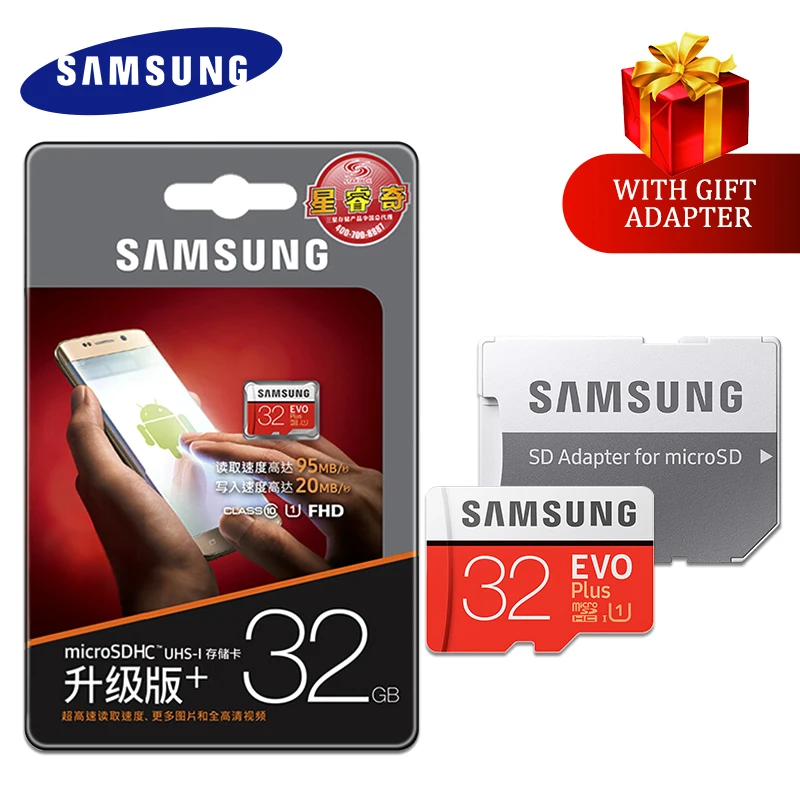 Samsung EVO+ карты памяти 64 Гб EVO plus UHS-3 128 ГБ 256 Гб класс 10 Micro SD карта 32 Гб microsd UHS-I TF карта Бесплатный подарок SD адаптер