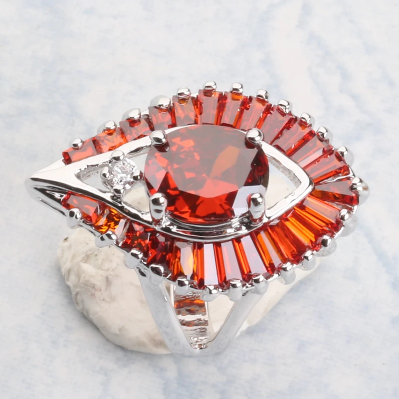 Sky Eye Red Garnet Silver Plated Argent Ring US# Size 6 / 7 8 9 S1998 | Украшения и аксессуары