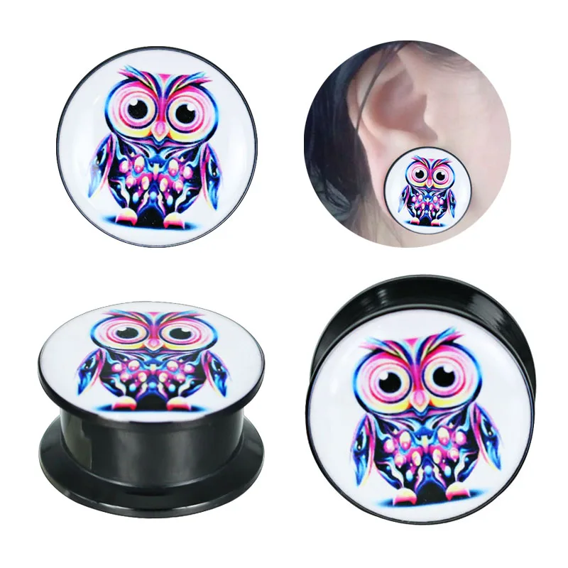 1 Pair Cute Parrot Acrylic Ear Plugs and Tunnels Gauges Plug Ear