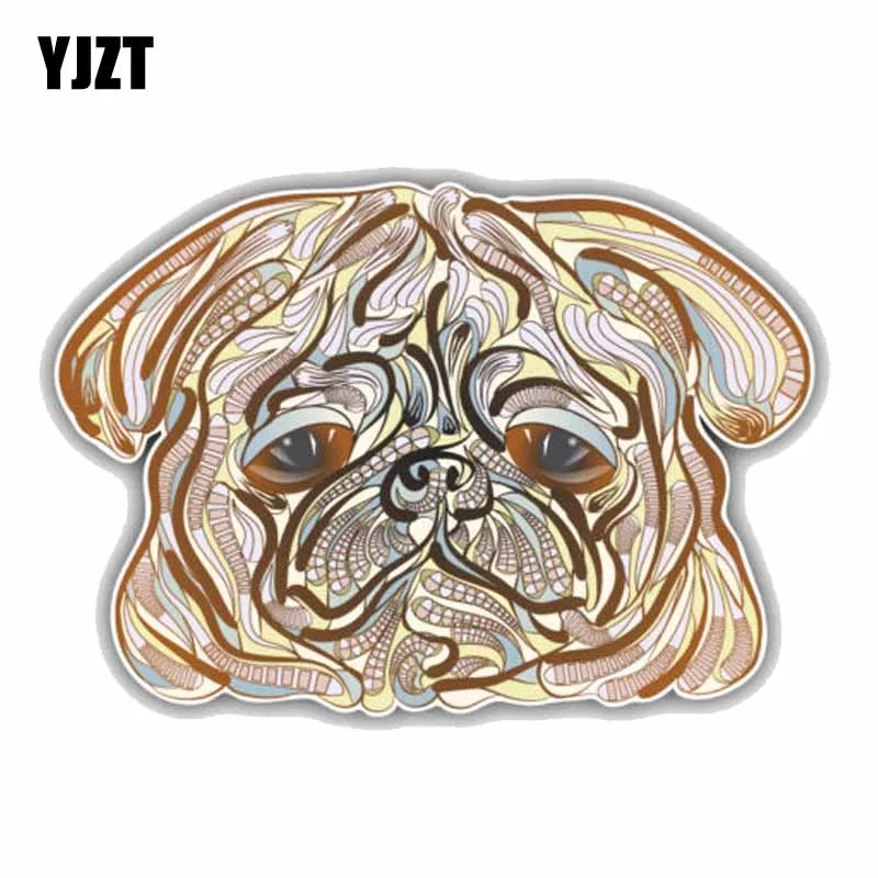 

YJZT 15CMx10.5CM Patterned Pug Dog Face PVC Car Decoration Car Sticker C1-9041