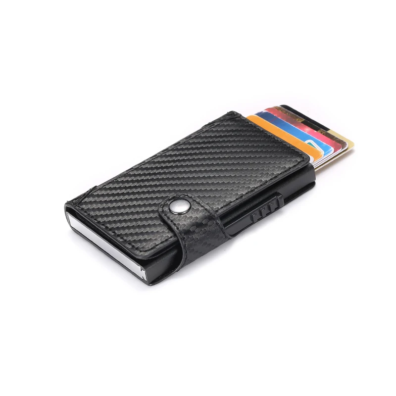 BISI GORO Slim Wallet Carbon Fiber PU Leather Pouch for Card Wallet RFID Blocking Men and Women Card Holder for Travel