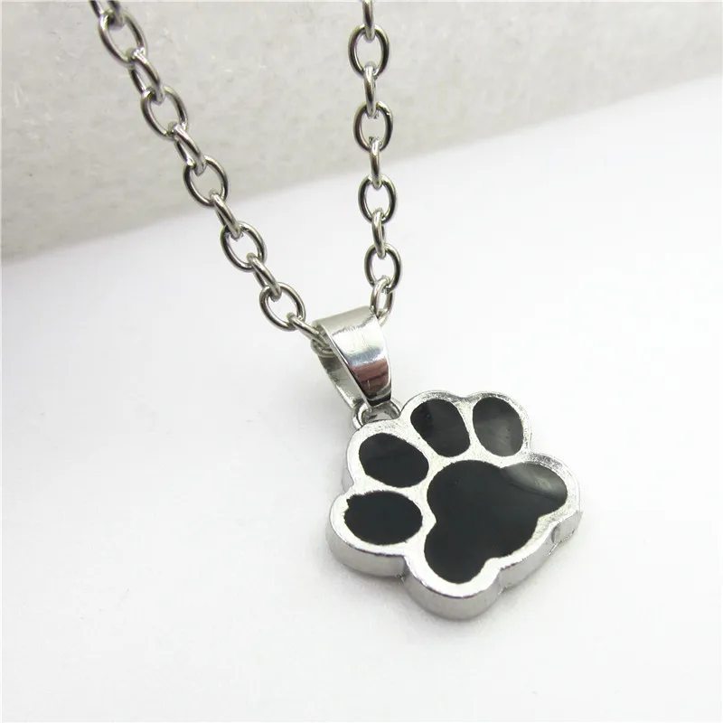 Fashion Necklace Black Dog Paw Necklace Jewelry With 50cm Chains