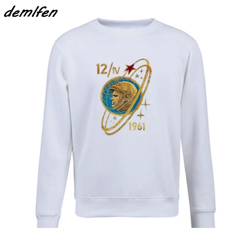 

Russia CCCP Yuri Gagarin hoodies Men Popular Pullover o-neck Fleece Hoodie Soviet Cosmonaut 1961 Sweatshirts Cool Coat Tops