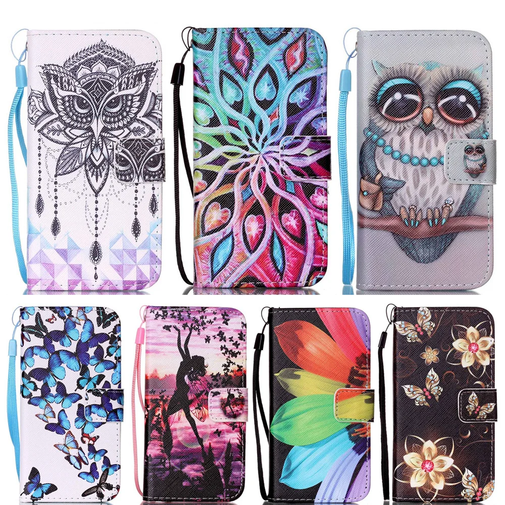 Fashion Flower Tree Owl Pattern PU Leather Wallet Flip Case For Huawei Y3 II Y5 II Y6 II P9 lite Back Cover For Huawei Honor 5A