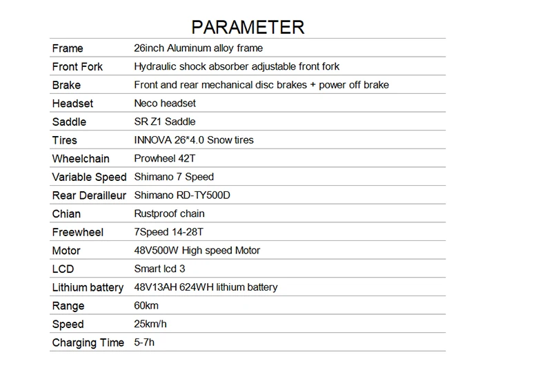 Excellent 26inch electric mountain bicycle 48V13ah lithium battery 500w motor fat ebike snow beach electric bike fat tire off-road MTB 11