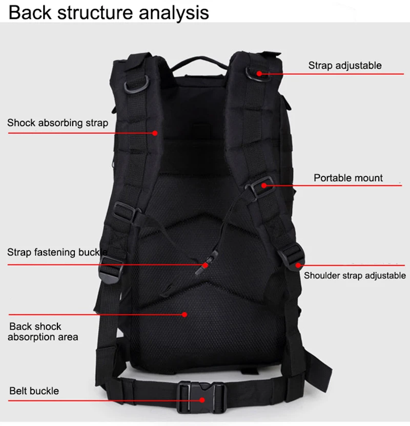 600D Waterproof Military Tactical Assault Molle Pack 35L Sling Backpack Army Rucksack Bag for Outdoor Hiking Camping Hunting (5)