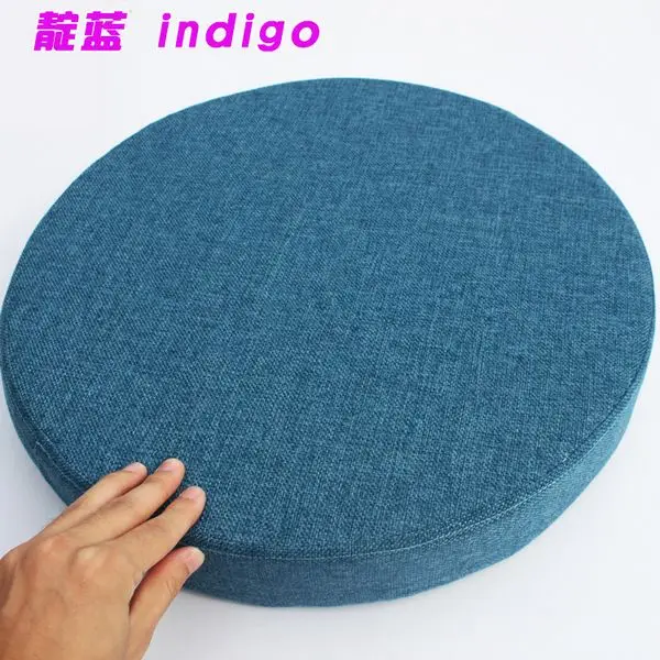 indigo Новая льняная подушка, круглая подушка из пены, подушка для дивана, стула, подушка для сидения, Подушка для стула, подушки для офисных транспортных средств, круглая подушка для дома - Цвет: indigo