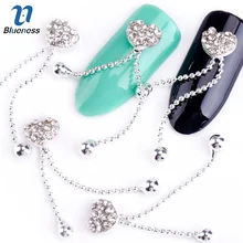 10 шт./партия 3D дизайн в виде сердца с блестящими стразами, красивые украшения для дизайна ногтей, подвески из серебряного сплава, Стразы для ногтей, TN1639