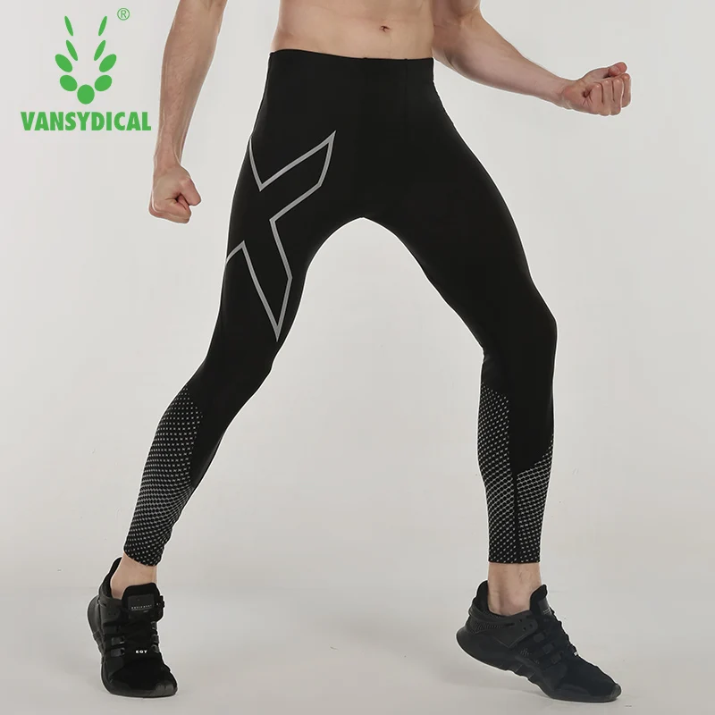 Vansydical Running Tights Men Jogging Leggings Fitness Gym Clothing Sport Leggings Men Trousers