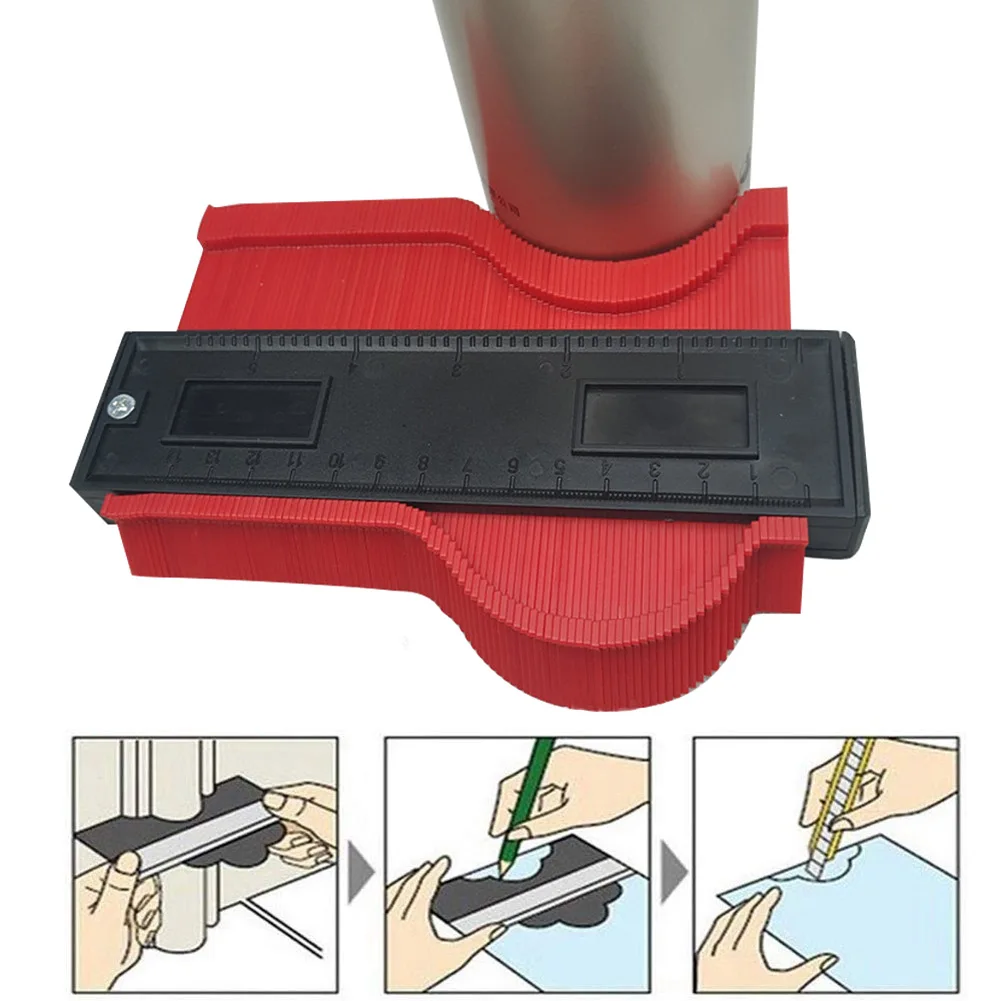 New250mm 1" /120 мм 5" Ширина пластикового профиля копировальный контурный манометр Дубликатор стандартная древесина маркировочная плитка из ламината "инструменты - Цвет: Красный