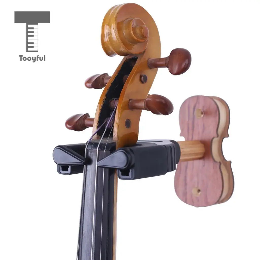 Tooyful Wood Violin Hanger Auto Lock Hook Stand for Home Studio Wall Mount Holder 16x7.5x4.6cm