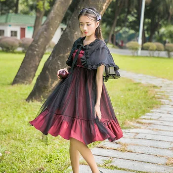 

Free Rushed New Shipping 2019 Irregular Gauze Skirt Of Tall Waist Jsk Japanese Falbala Lolita Dress With Shoulder-straps, 0894