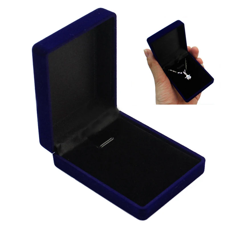 Vintage Blue Velvet Jewelry Box Earrings Ring Necklace Bracelet Display Box Case Storage Gift For  Women Men Wedding Decoration