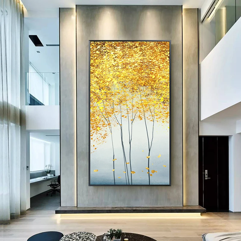 

Modern Canvas Painting Posters and Print Wall Art Pictures for Living Room Bedroom Decorative Golden Leaf Home Decor Unframed