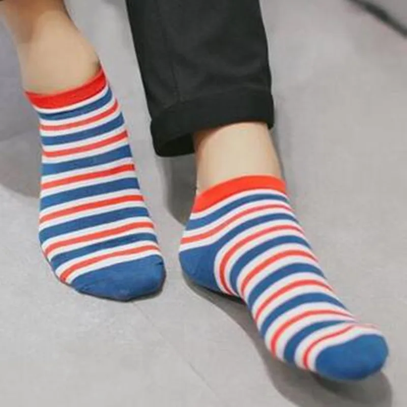 Summer Men Colorful Striped Socks Cotton Casual Short Sock 2016 New