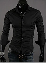 Мужские рубашки, Мужская одежда, мужские рубашки из хлопка и полиэстера, мужские повседневные стильные рубашки с длинным рукавом, размер M-XXL 30 - Цвет: black