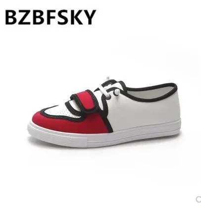 

BZBFSKY2018 New Fashion Women Shoes Vintage Style Retro Shoes White Canvas Shoes Female Casual Shoes