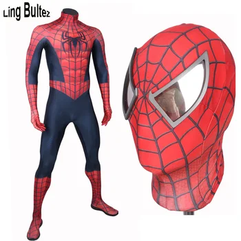 

Ling Bultez Custom Made Raimi Spiderman Suit Movie Toby Spiderman Spandex Costume With Mirror Eyes New Raimi Spiderman Suit