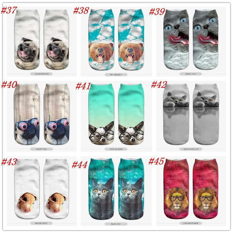 ZHBSLWT 96 цветов, 3D носки с принтом, ограниченное по времени, с рюшами, полиэстер, контрастный цвет, Meias, женские носки, повседневные, с милым персонажем, унисекс