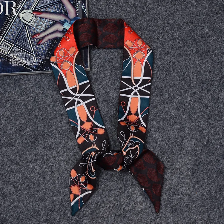 Beautiful Line Narrow Scarf Silk Feeling Choker Lady Headband Bag Hairband Ribbon Scarves Wholesale Drop Shipping KBD120 |