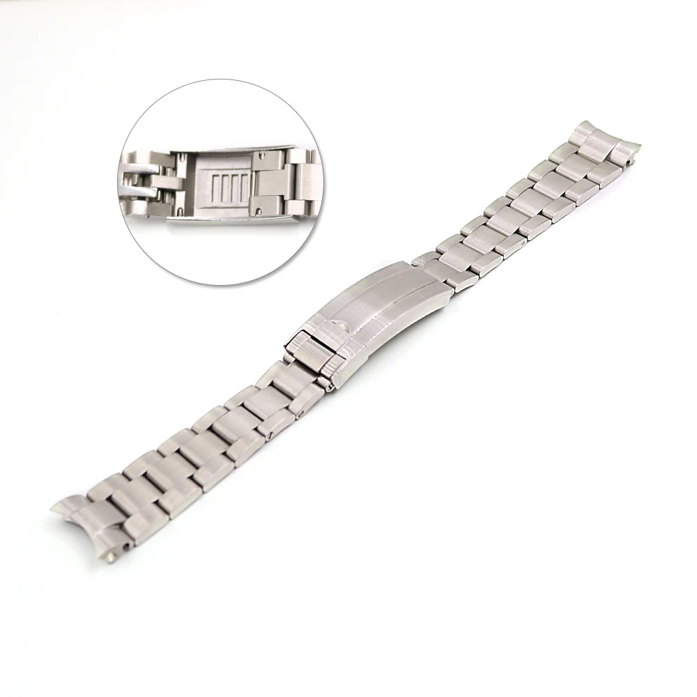 CARLYWET 20mm Two Tone Silver Solid Curved End Screw Link New Style Glide Lock Clasp Bracelet For Submariner Oyster GMT