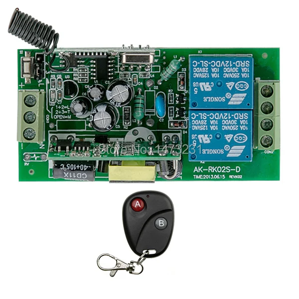 

Free Shipping 2CH AC85-AC250V 10A Load RF Wireless Remote Control Switch /receiver/ Remote Control