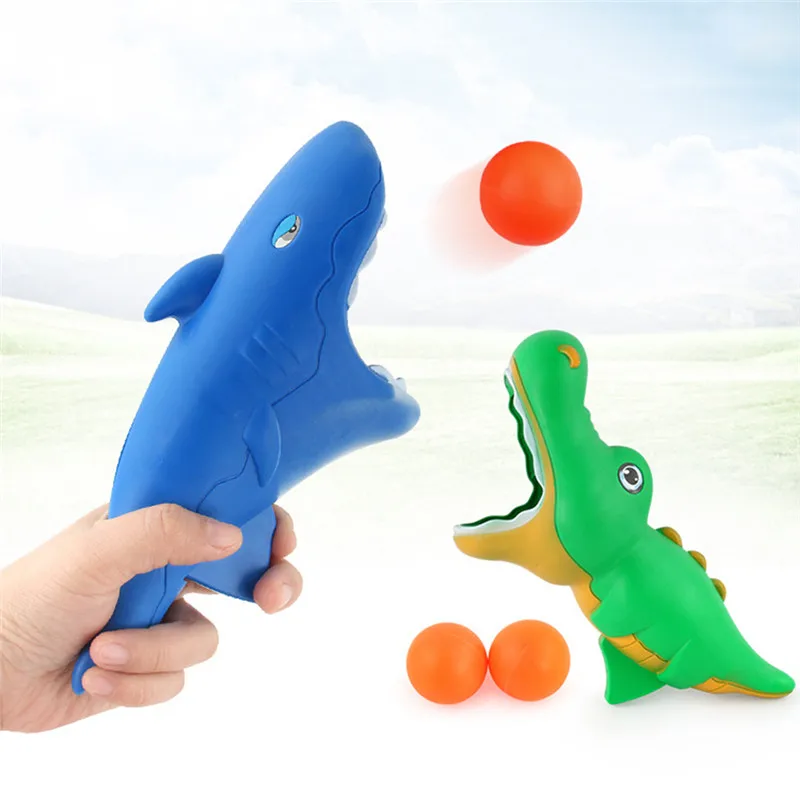 Забавный Спорт на открытом воздухе мультфильм отжимание прикладом мяч животное акула launch Ball игрушка ребенок держать launch Ball Toys
