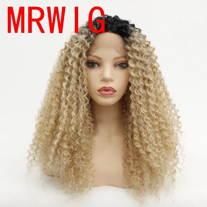 MRWIG 26in Ombre блонд 27 # смешанный 613 средняя часть синтетический кружевной передний