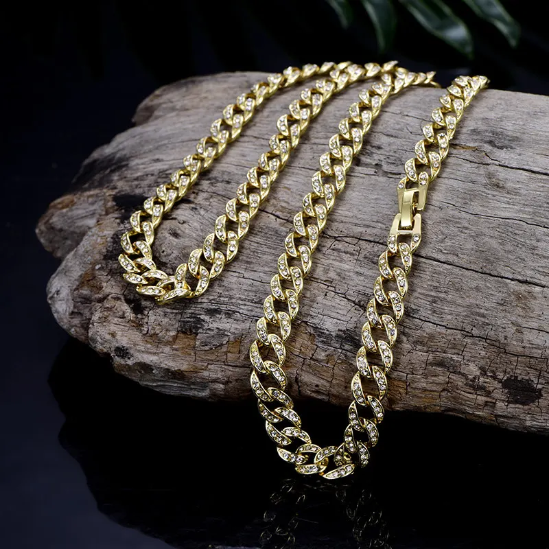 9 мм ледяной Bling Rhinestone хрустальное ожерелье золотые цветные цепи отделка Майами