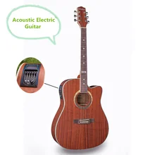 Electro Acoustic Electric Folk Pop Flattop Guitar 41 Inch Guitarra 6 String Sapele Red Light Built-in Tuner Cutaway Musical