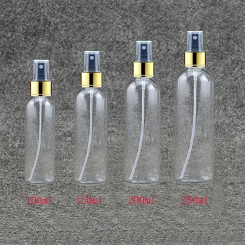 

100/150/200/250ml Refillable Bottle Water Plastic gold Pressed Pump Spray Bottle Liquid Container Mini Travel Refillable Bottles