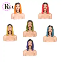 Rulinda Ombre Color Short Bob Wig 13*4 Lace Front Human Hair Wigs Pre Plucked Straight Brazilian Remy Hair Lace Wigs For Women