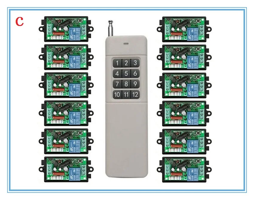 

AC 220V Wireless Remote Control Switch 4 Receiver 4 Transmitter Learning Code Momentary Latched adjusted 10A Transmitter JRL113