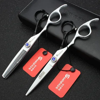 

Hair salon Professional 6-inch left-handed hairdressing scissors set personalized black and white hair styling special scissors